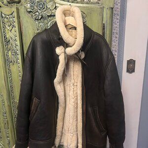 Authentic Leather Bomber with genuine shearling